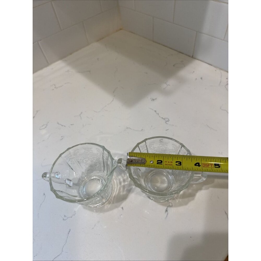 Madrid Clear Depression Glass Creamer & Sugar Federal Glass Company Vintage - Picture 13 of 15